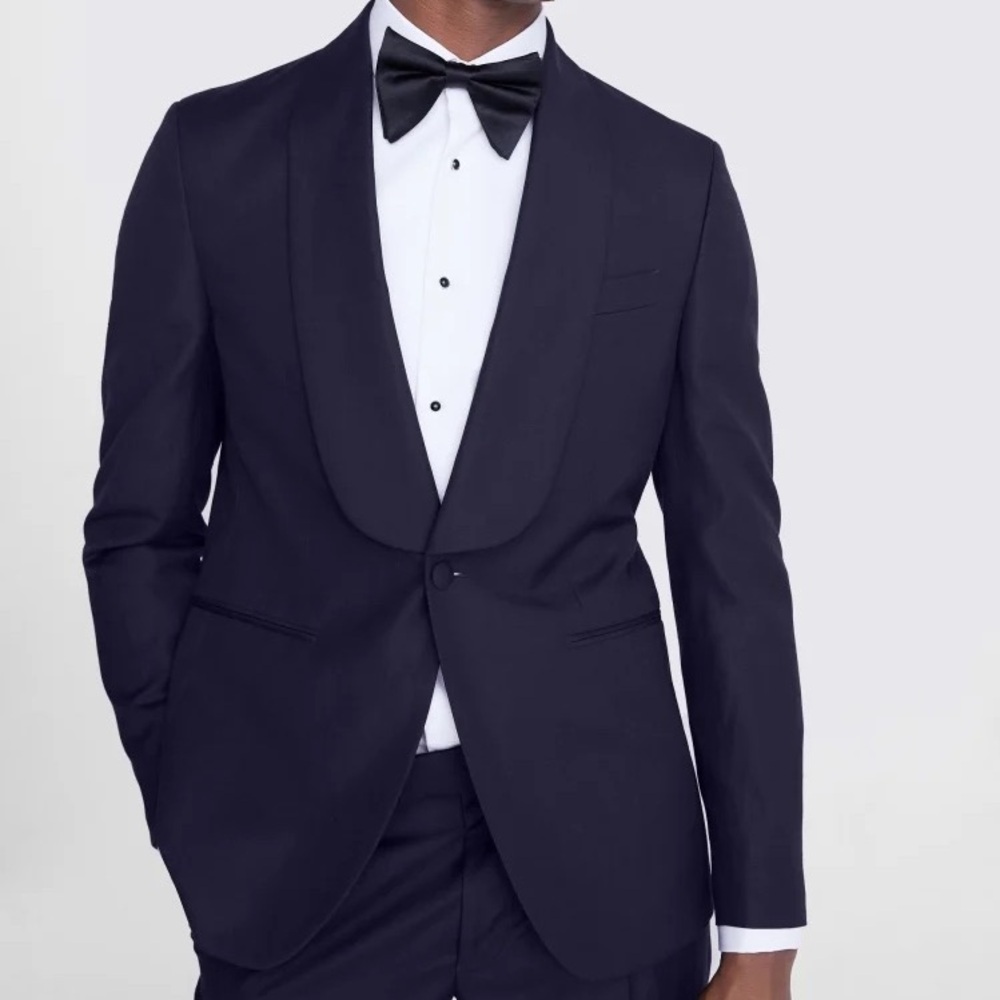 GUABELLO ITALIAN SLIM FIT NAVY SHAWL TUEXDO JACKET - 38S